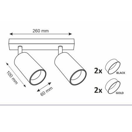 Lampa Listwa Oprawa Sufitowo-Ścienna LED 2 x GU10 MARIBEL Czarny GOLDLUX (Polux)