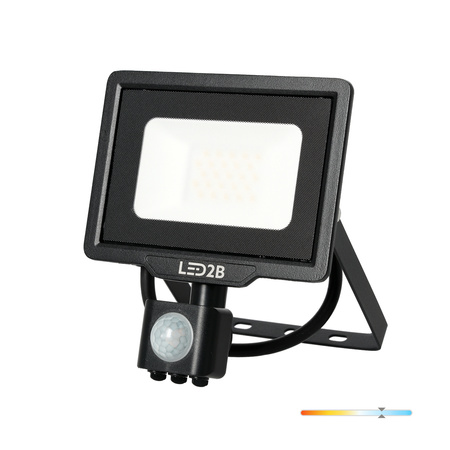 Naświetlacz LED Zewnętrzny Ogrodowy 20W 1600lm 6500K Zimny 120° z Czujnikiem Ruchu i Zmierzchu IP65 Czarny MHC Kobi