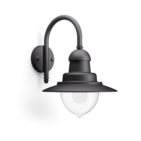 Kinkiet Ogrodowy Lampa Elewacyjna Zewnętrzna LATARNIA E27 IP44 Czarna Raindrop Philips