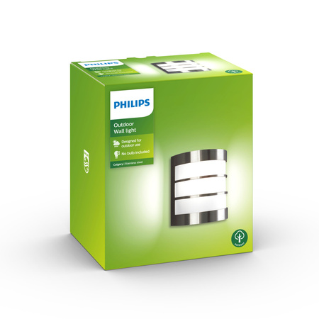 Kinkiet Ogrodowy Lampa Elewacyjna Zewnętrzna E27 IP44 Srebrna Calgary Philips