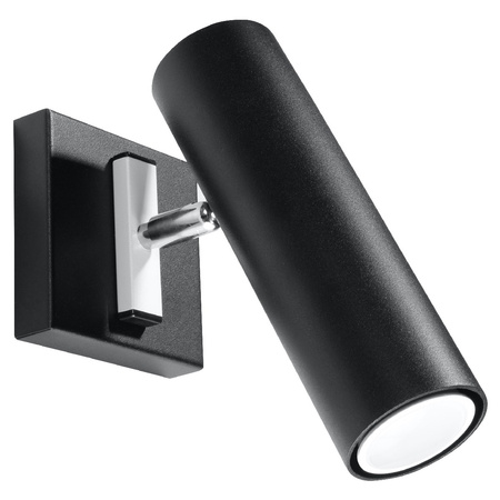 Lampa Ścienna Oprawa Natynkowa Kinkiet GU10 SPOT TUBA Reflektor Ruchoma Tubularna Czarna Nowoczesna Direzione Sollux