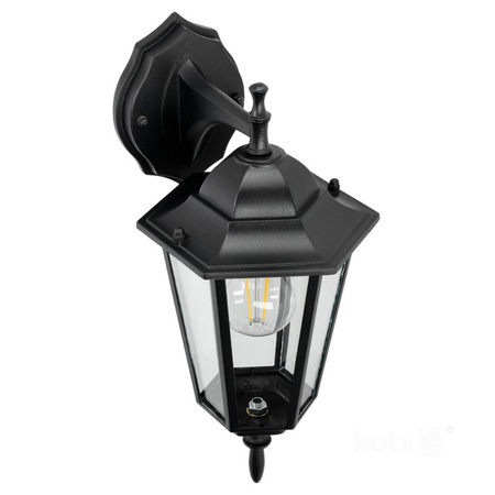 Lampa Elewacyjna LED Kinkiet Ogrodowy Zewnętrzny E27 IP54 Czarny KOBI