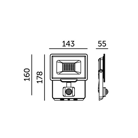 Naświetlacz LED Zewnętrzny Ogrodowy 30W 2550lm 6500K Zimny 120° z Czujnikiem Ruchu i Zmierzchu IP65 Czarny MHC Kobi