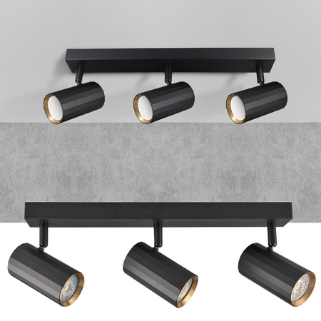 Oprawa Ścienno-Sufitowa Reflektor Punktowy 3x GU10 Czarna Złota NICEA Sanico Goldlux