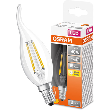 Żarówka LED E14 BA35 4W = 40W 470lm 2700K Ciepła 300° Filament OSRAM STAR