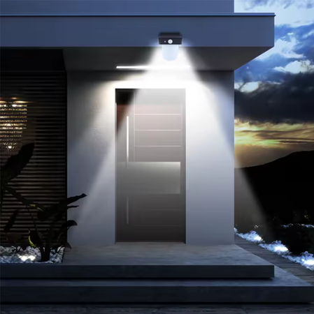 Lampa LED Solarna Ogrodowa Elewacyjna Kinkiet 4000K IP54 Czujnik Ruchu i Zmierzchu