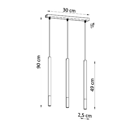 Lampa Sufitowa Wisząca Tuba 3x G9 Zwis Tubularna Czarna Złota Nowoczesna Mozaica Sollux