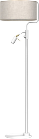 Lampa Podłogowa Stojąca LINO Biała Lniana 1xE27 + 1x mini GU10 Milagro