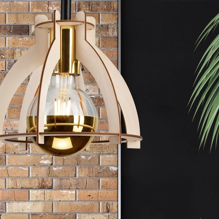 Lampa Sufitowa LANDO E27 Czarna Drewniana LM-1.229 Lamkur