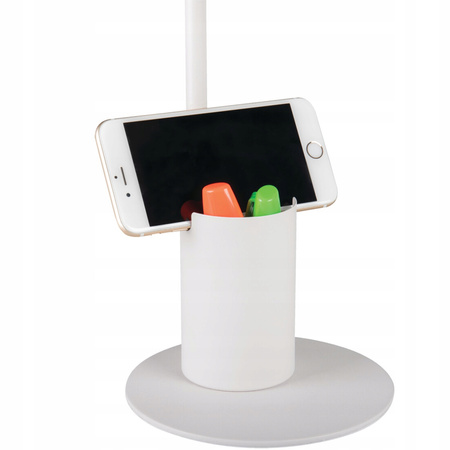 Lampka Biurkowa Stołowa Szkolna Nocna + Organizer Raibo E27 5W Biała KANLUX