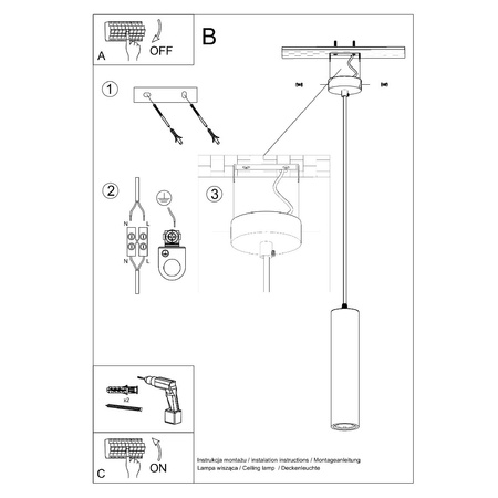 Lampa Sufitowa Wisząca Zwis GU10 Tubularna Biała Nowoczesna Nancy Sollux