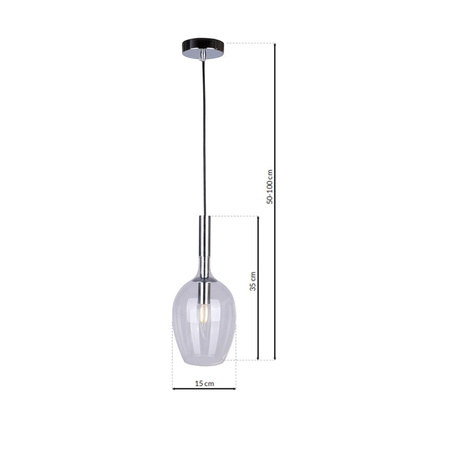Lampa wisząca TANGO 1xE14 Opływowy Klosz Transparentny Milagro ML6163 Metal + Szkło
