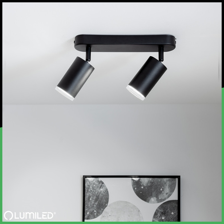Lampa Sufitowa Reflektor LED Spot 2x GU10 IP44 ADERO Czarna Lumiled