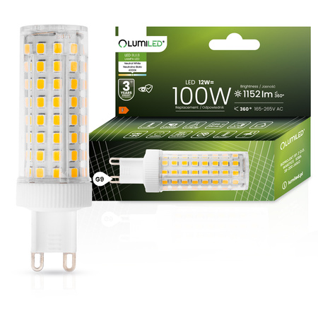 Zestaw 4x Żarówka LED G9 KAPSUŁKA 12W = 100W 1152lm 4000K Neutralna 360° LUMILED