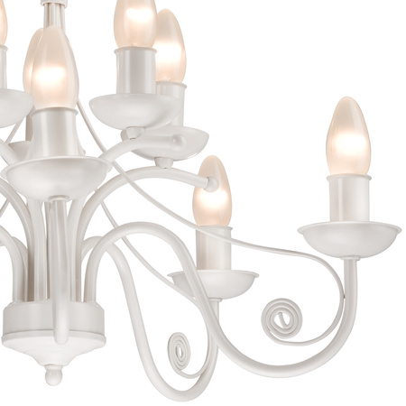 Lampa Wisząca Sufitowa DONATO 10xE14 Żyrandol Biała Klasyczna LM-10.29 Lamkur