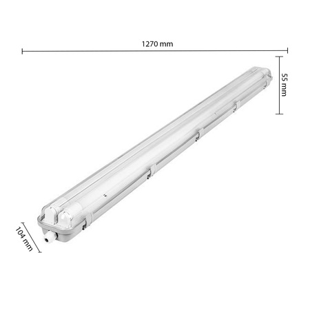 Oprawa Hermetyczna Pyłoszczelna 120cm 2xT8 G13 IP65 + Świetlówki LED 18W 4000K