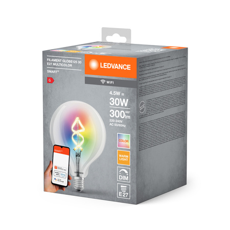 Żarówka LED E27 4.5W = 30W 300lm Ściemnialna SMART+ WiFi Filament Globe Ledvance