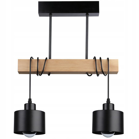 Lampa Sufitowa Oprawa Wisząca 2x E27 Czarna Brązowa Elza Masterled