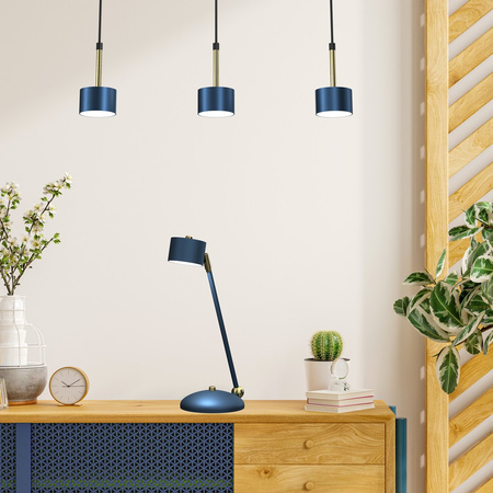 Lampka Biurkowa Stołowa LED ARENA Niebieska Złota 1xGX53 Milagro