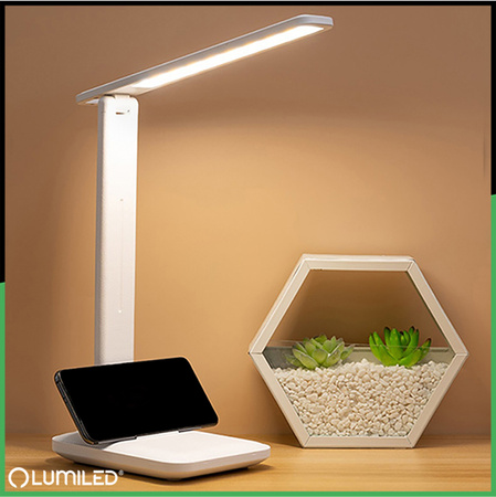 Lampka Biurkowa Kreślarska Stołowa LED 6W CCT USB RACTUS Biała Lumiled