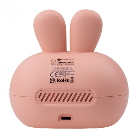 Zegar Elektroniczny dla Dzieci BUDZIK Różowy USB Akumulatorowy 1200mAh KRÓLIK MARY'S