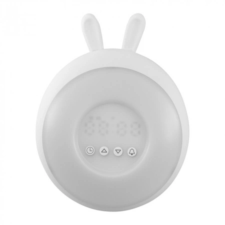 Lampka Nocna Dziecięca LED Zegar Elektroniczny BUDZIK 3.1W 3000K Ciepła + Wielokolorowa RGB Biała KRÓLIK MARY'S