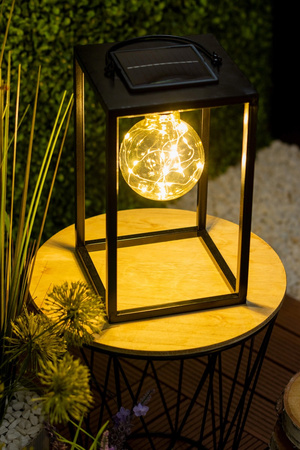 Lampa Solarna LED Zewnętrzna Ogrodowa Stojąca Wisząca Latarenka 3000K IP44 26cm Czujnik Zmierzchu