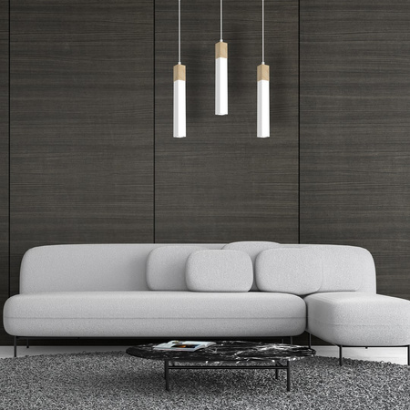 Lampa Wisząca Sufitowa SOLO SAWN Biała Patyna Drewniana 3x mini GU10 Milagro