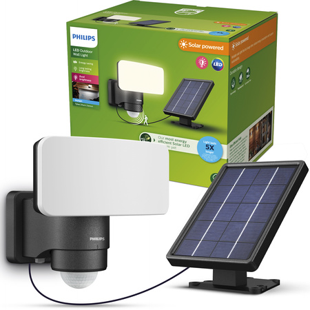 Naświetlacz Solarny LED 6W 1000lm 5000K IP44 z Czujnikiem Ruchu i Zmierzchu Czarna Tylus Ultra Efficient Philips