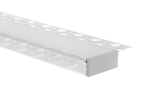Profil Aluminiowy Podtynkowy Architektoniczny XL Typ P do LED Wpuszczany do Płyt KARTON / GIPS 2m + Mleczny Klosz