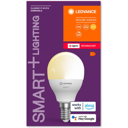 Żarówka LED E14 Tradycyjna 4.9W = 40W 470lm 2700K Ciepła Ściemnialna SMART+ ZigBee Classic Ledvance