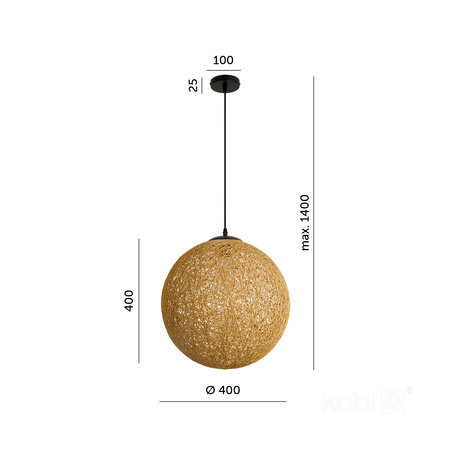 Lampa Wisząca Dekoracyjna Zwis Bambusowa E27 Boho Rovno Kobi