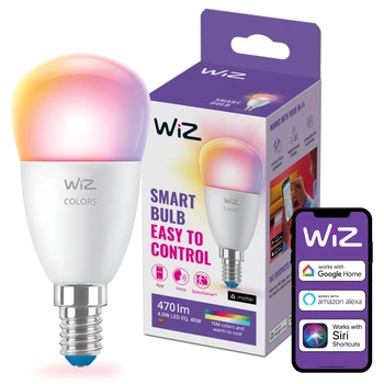 Żarówka LED E14 Kulka P45 4.9W = 40W 470lm 2200-6500K RGB + TW Inteligentna SMART WiFi Bluetooth Aplikacja WiZ