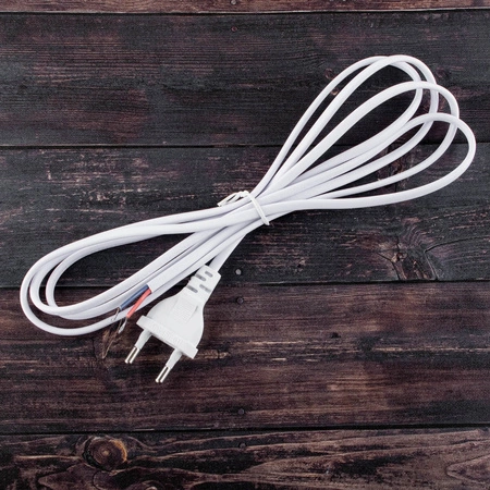 Sznur Przyłączeniowy Kabel 2m 2x 0,5 z Wtyczką BIAŁY