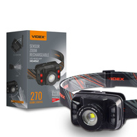 Latarka Czołowa Akumulatorowa LED 5W 370lm 5 Trybów Pracy Micro USB Wodoszczelna IP65 Videx