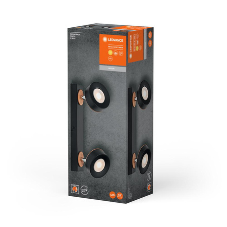 Lampa LED Ścienna Sufitowa Kinkiet Oprawa Natynkowa 9.6W 615lm CCT Dekoracyjna Czarny Spot Pluto Ledvance