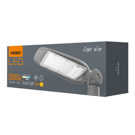 Lampa Uliczna LED 50W 5000lm 5000K Neutralna 130° 0.24A Szara VIDEX