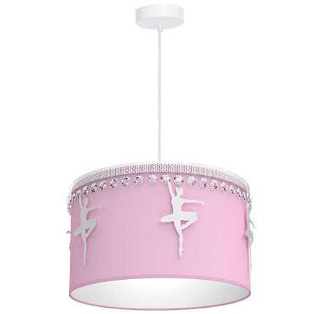 Lampa wisząca BALETNICA 1xE27 Dziewczęca Baletnica Różowa MLP4974 Milagro Metal + Tkanina + Kryształki