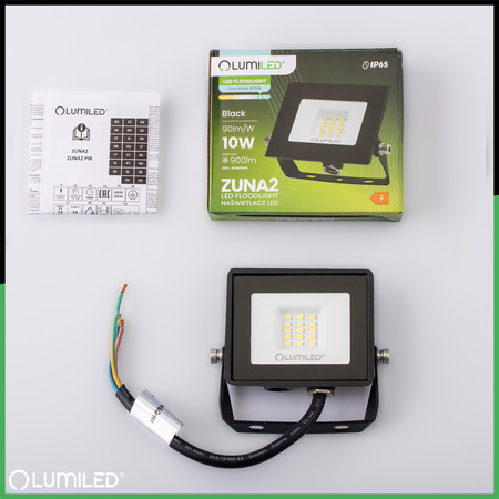 Naświetlacz LED ZUNA2 10W 900lm 6500K IP65 Czarny LUMILED