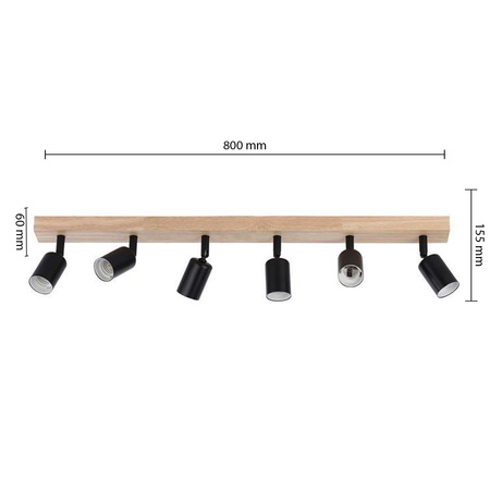 Lampa Sufitowa Spot Tuba Reflektor Oprawa Halogenowa 6x GU10 Ruchomy Czarny Brązowy Dabi Masterled