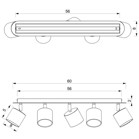 Lampa Sufitowa DIXIE Biała 5xGX53 Ruchoma Milagro