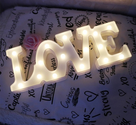 Lampka nocna na baterie Dekoracyjna Napis LOVE Biały 16x LED MILAGRO EKD3935