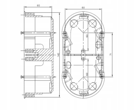 Puszka Instalacyjna Podtynkowa Podwójna Głęboka Elektryczna 2x60 z Wkrętami PAWBOL