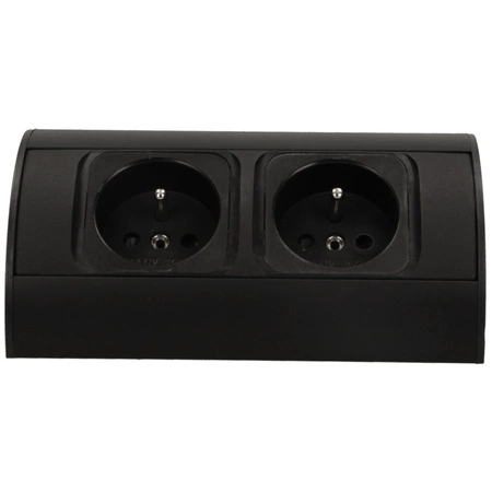 Gniazdo Podwójne Meblowe Elektryczne Narożne Natynkowe Listwa Podszafkowe Czarne ORNO