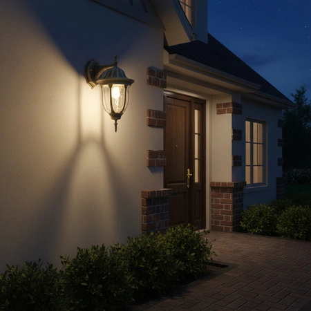 Kinkiet OGRODOWY FLORENCJA dół 1xE27 GOLDLUX (Polux) Alum. PATYNA