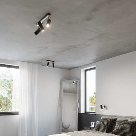 Lampa Ścienna Oprawa Natynkowa Kinkiet GU10 SPOT TUBA Reflektor Ruchoma Tubularna Czarna Nowoczesna Direzione Sollux