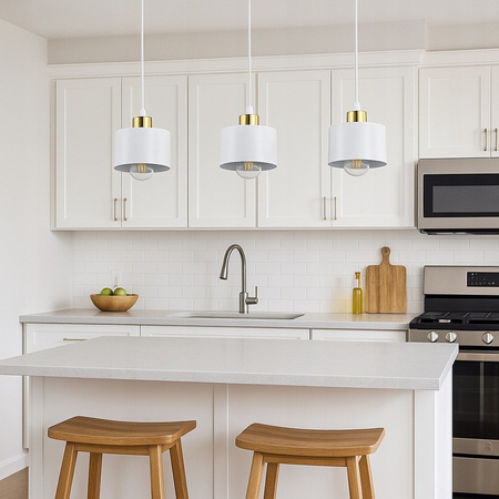 Lampa Sufitowa Oprawa Wisząca 3x E27 Biała Złota Elza Masterled