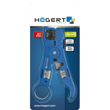 Ściągacz Izolacji Kabli Przewodów Regulowany 2 Ostrza Nóż Uniwersalny Hoegert Technik