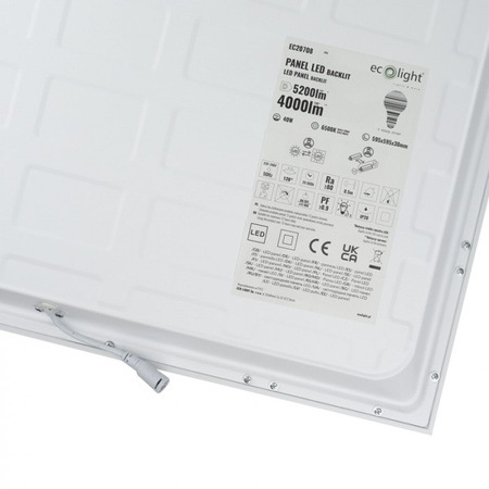 Panel LED 60x60 Kaseton Wpuszczany Podtynkowy 40W 5200lm 6500K Zimna Biały Backlit Ecolight
