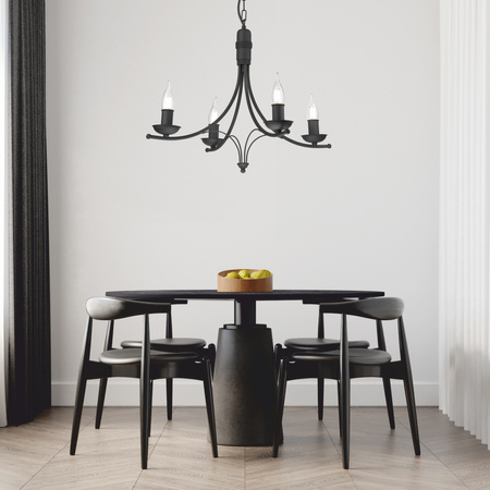 Lampa Wisząca Sufitowa LUCY 4xE14 Żyrandol Czarna Klasyczna LM-4.153 Lamkur